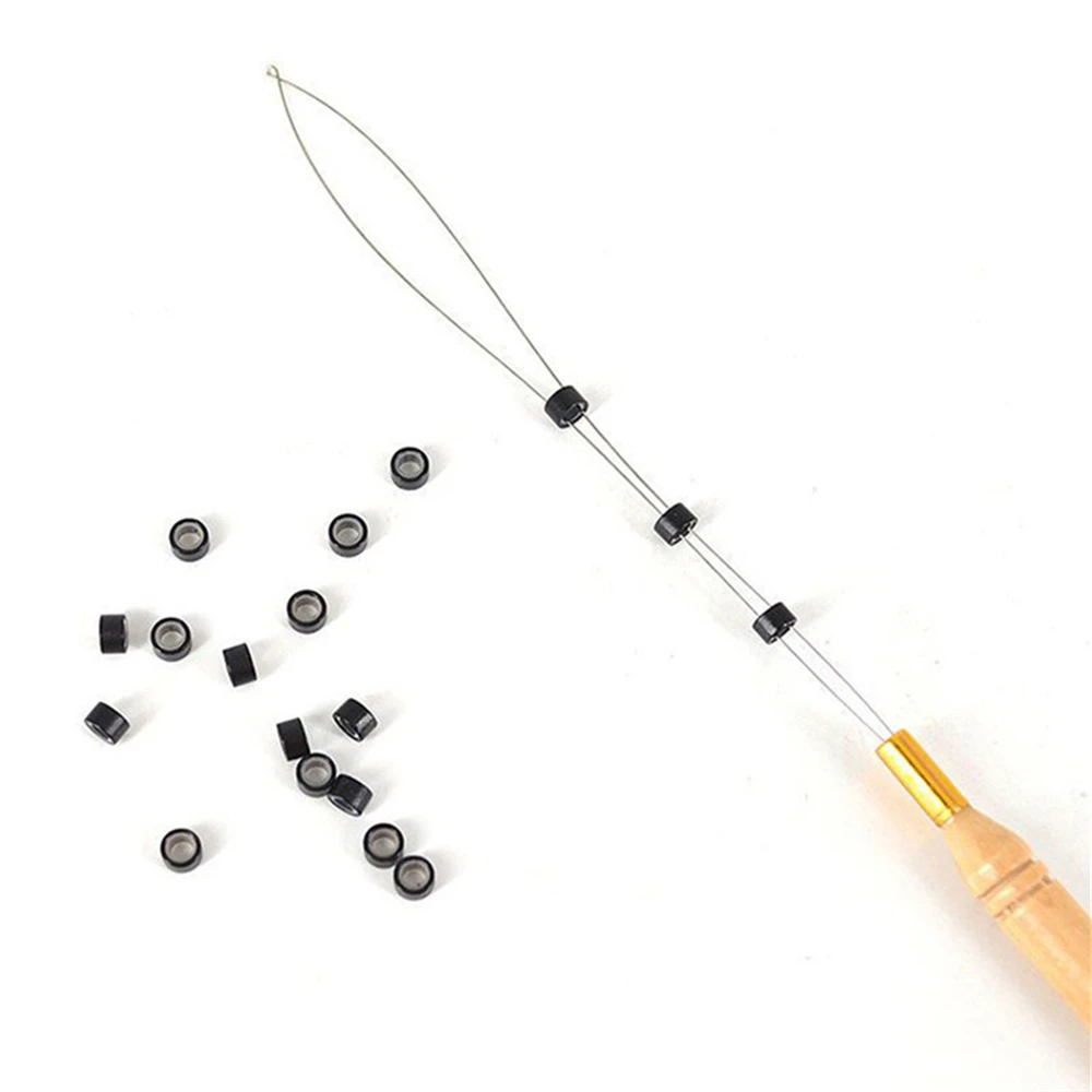 1PC Threader Pulling Needle Used With Hair Plier And Beads For Human Hair Feather Extension Tools