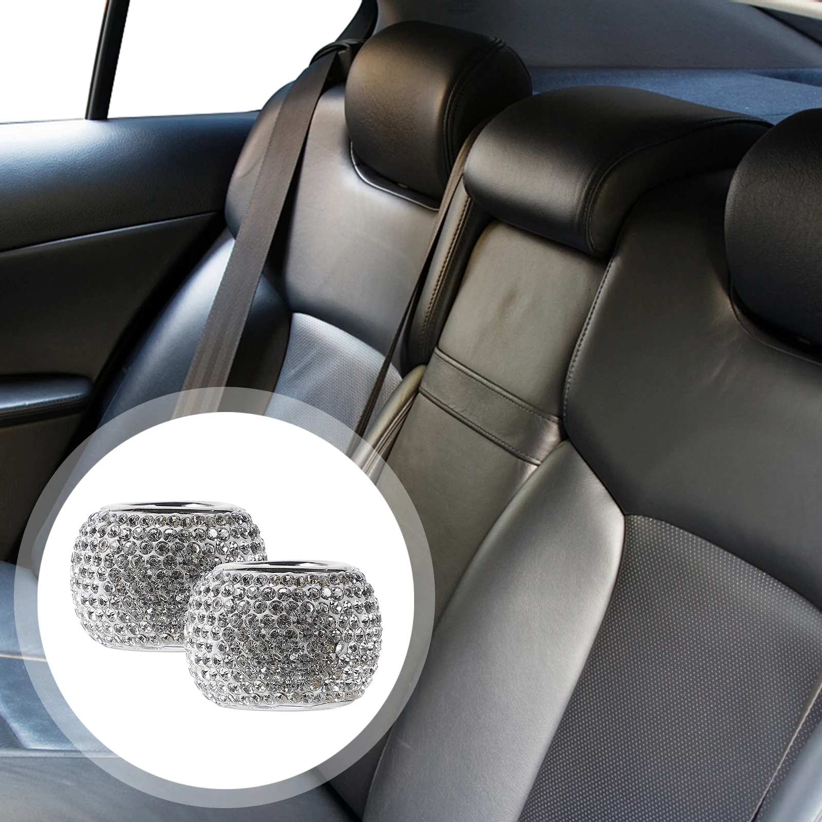 

Cute Car Accessories Diamond-inlaid Decorative Ring Interior Decoration Headrest