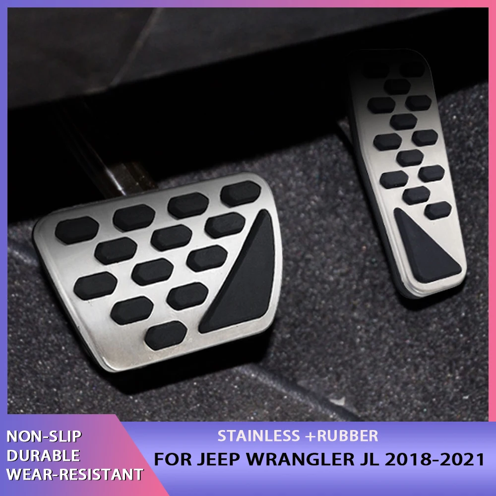 Stainless Steel Car Accelerator Brake Pedals Slip Resistance Cover for Jeep Wrangler JL 2018-2020 2021 JK 2007-2017 Accessories