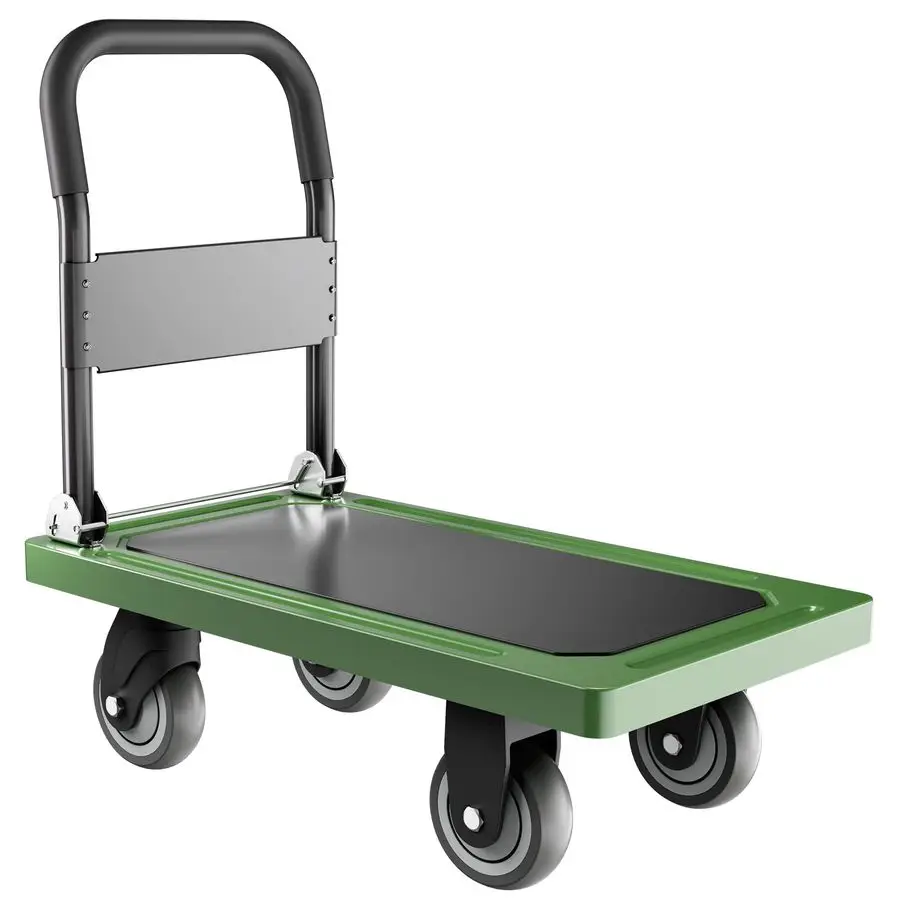 

Foldable Push Cart Dolly 660 lbs. Capacity Moving Platform Hand Truck Heavy Duty Space Saving Collapsible Swivel Push Handle Fla
