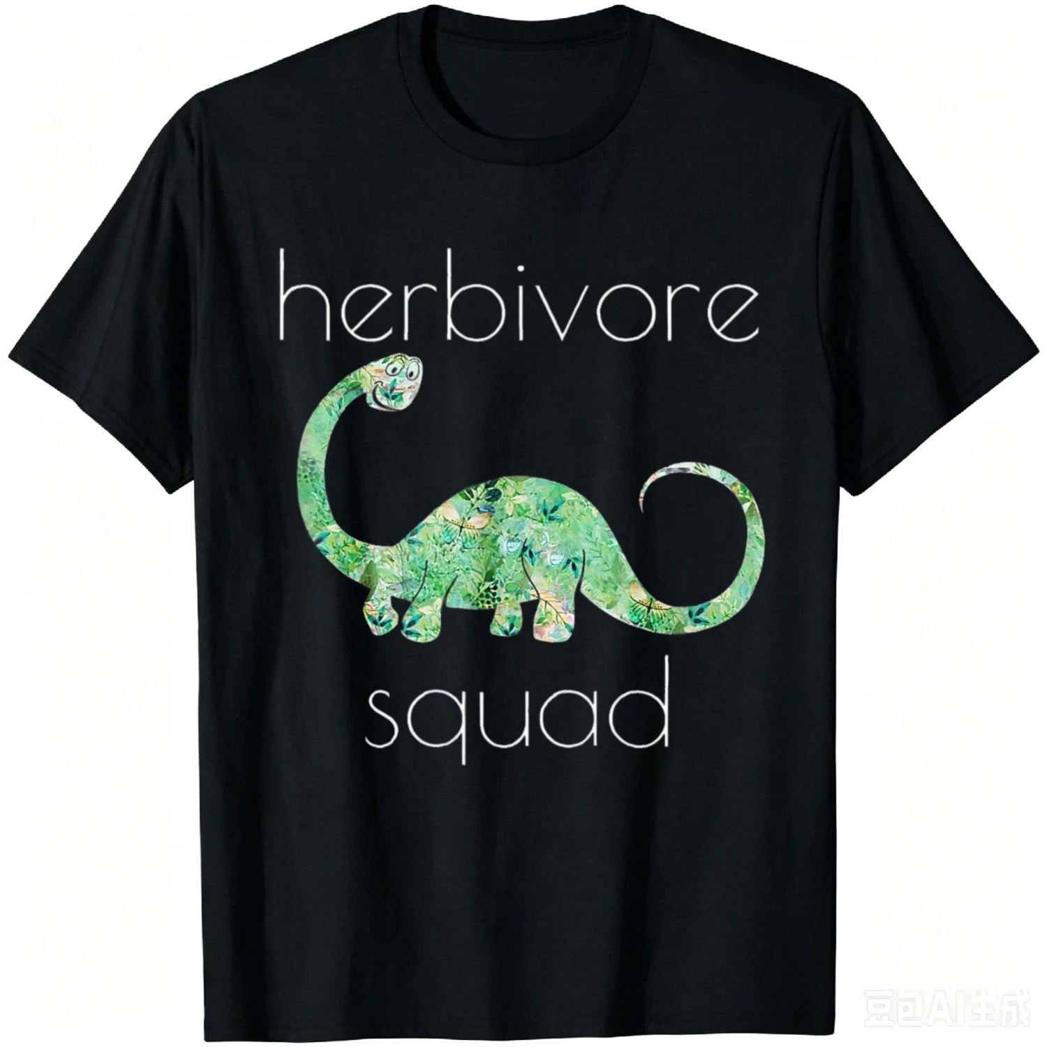 Herbivore Squad Green Leaves Dinosaur Vegetarian T-Shirt Cotton Vintage Clothes Tops Graphic T Shirts Camiseta Streetwear