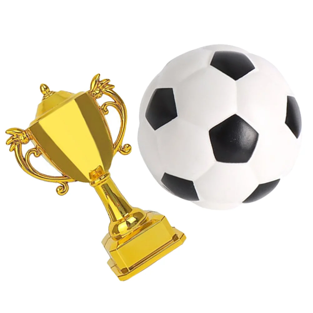 Mini trofeo di calcio modello giocattoli per bambini palloni sportivi decorazioni per torte di calcio casa delle bambole