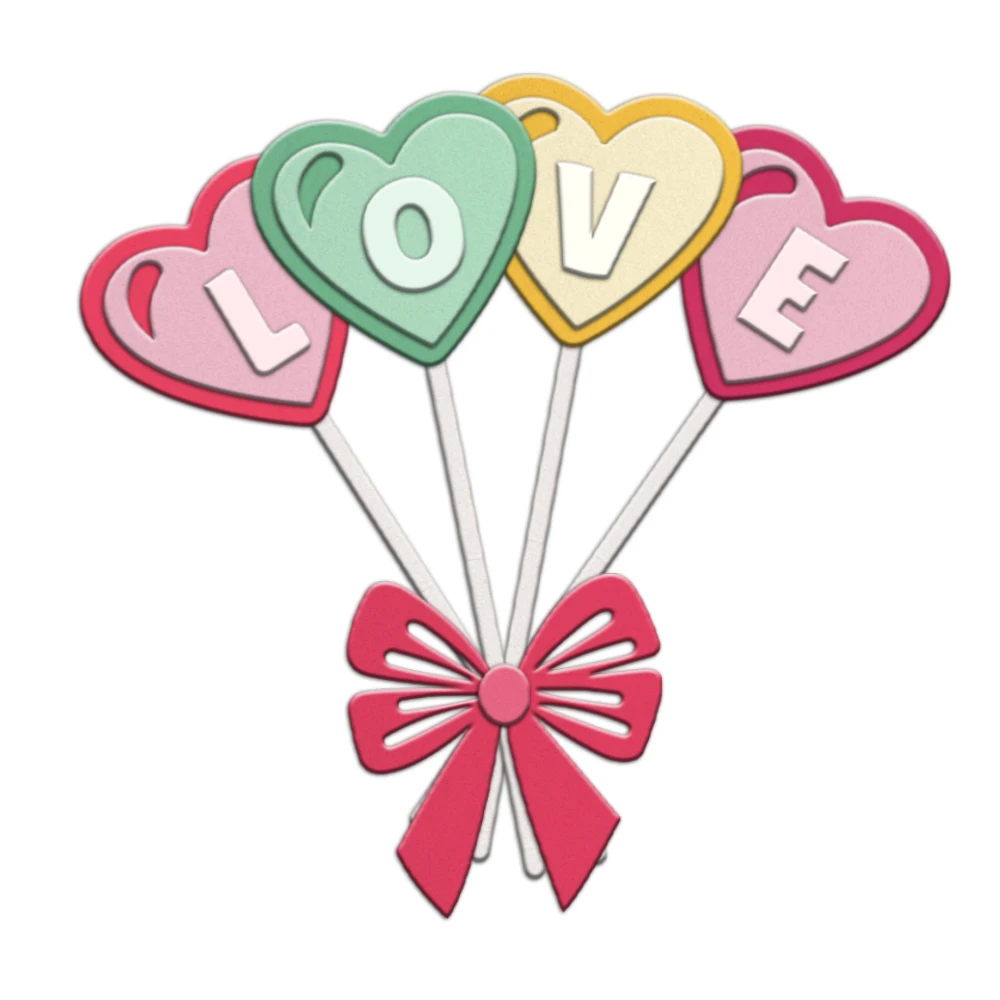 MangoCraft Love Heart Bow Balloon Cutting Dies Valentine\'s DIY Scrapbooking Supplies Metal Dies Knife Mold For Cards Album Decor