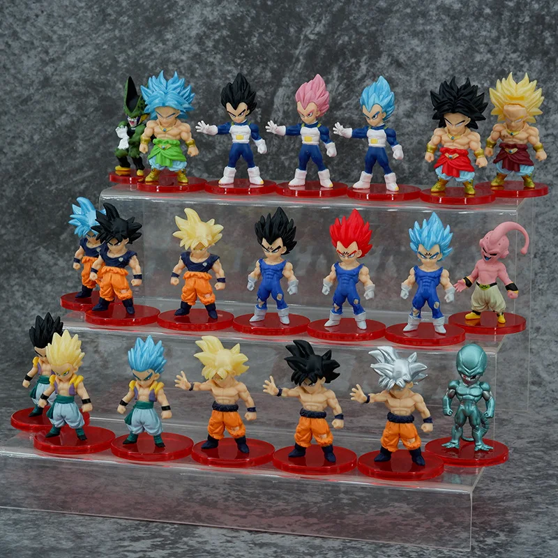 21pcs/lot Dragon Ball Mini Figure Super Saiyan Goku Vegeta Action Figures DBZ Dolls Model Toys Gifts