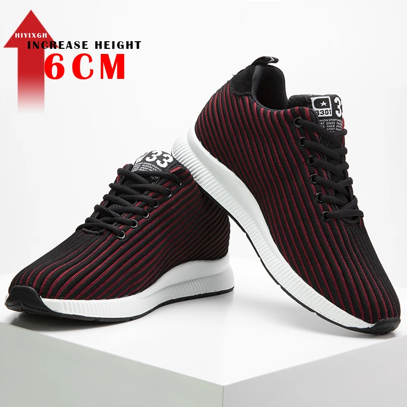 

Men Sneakers Elevator Shoes Height Increase Shoes For Men Hidden Heels 6cm Optional Breathable Lift Sports Height Increasing Man