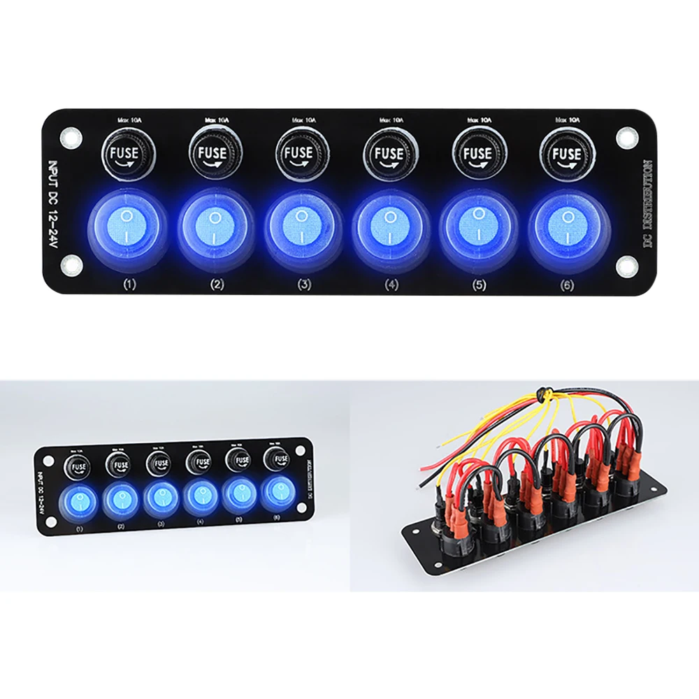 10A Fuse 24V 12V Switch Panel Light Toggle Blue Indicator Buttons Breaker RV Caravan Accessories For Boat Marine Ship Truck Car