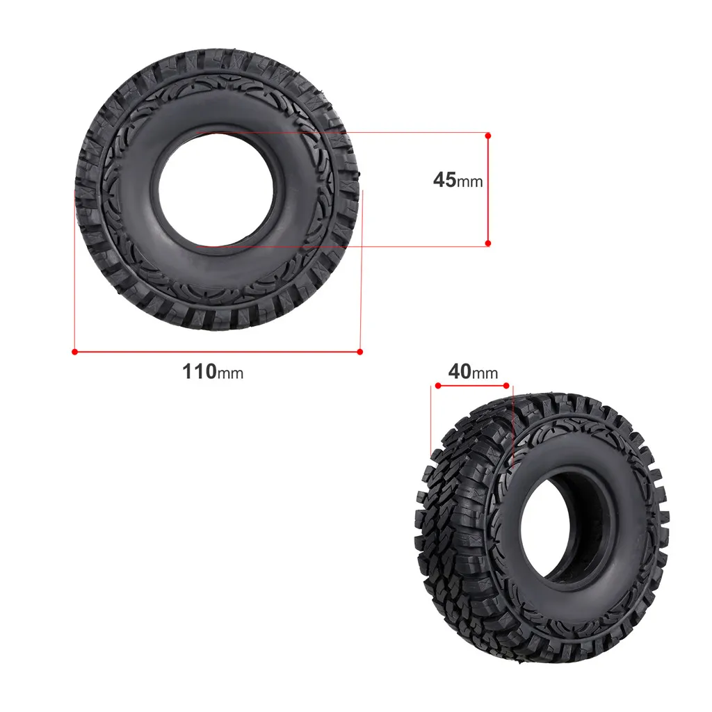 4PCS 110mm RC 1.9 RC Crawler Tires Soft Rubber Good Grip for 1/10 Scale TRX4 Axial SCX10 Redcat Gen 8 RC4WD Rocks Mud Dirt