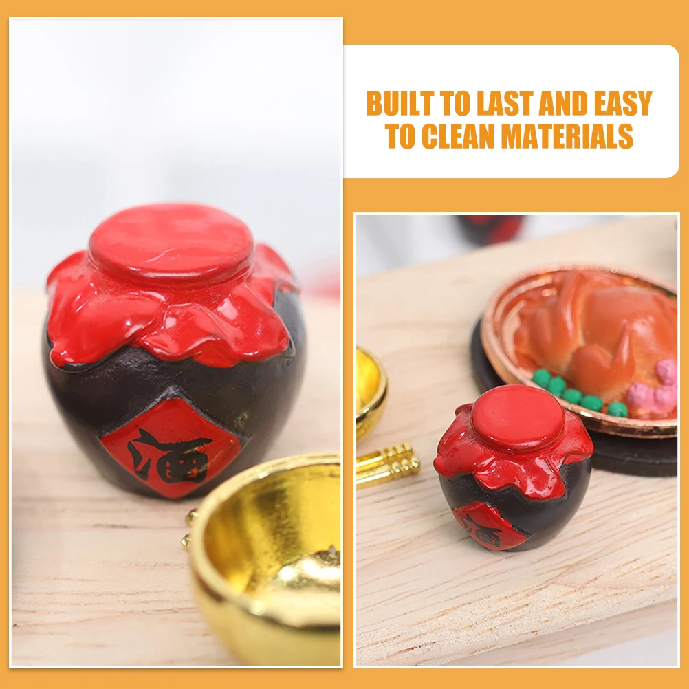 

6pcs 6 Mini Jar Bottles with Lids Realistic House Accessories Miniature Toys Tiny Decorations Plastic Longevity Easy