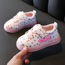 Children's LED luminous sneakers Barbie Flash Shoes casual sports Soft soled walking shoes for boys and girls Size 21-30