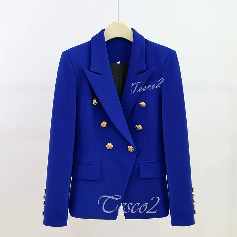 

Tesco Royal Blue Suit Blazer For Women Classic Double Breasted Slim Fit Jacket For Formal Occasion Custom Made Women's Coat