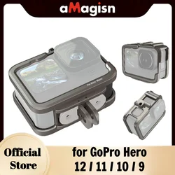 aMagisn Aluminium Protective Frame for GoPro Hero12/11/10/9,Metal Durable Housing Cage with Sliding Cover,Weighing Only 48G