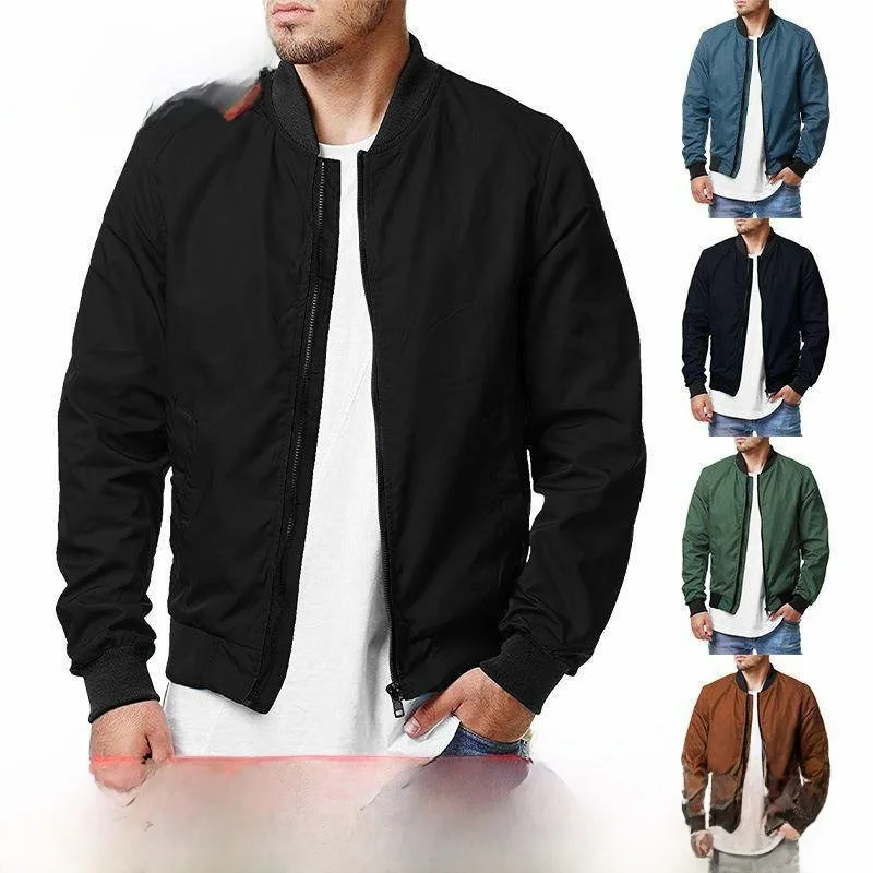 

Мужской пилотный бомбер Jaet с застежкой-молнией ort Sve Loose Fit Dry Fast Pure Color Полиэфирная ткань Японский Sle Jaet