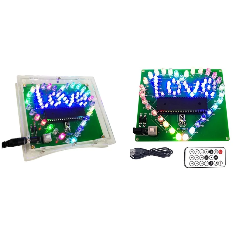 Набор электронный «сделай сам», яркий флэш-сердце, дистанционное управление, пайка, хороший подарок на день Святого Валентина