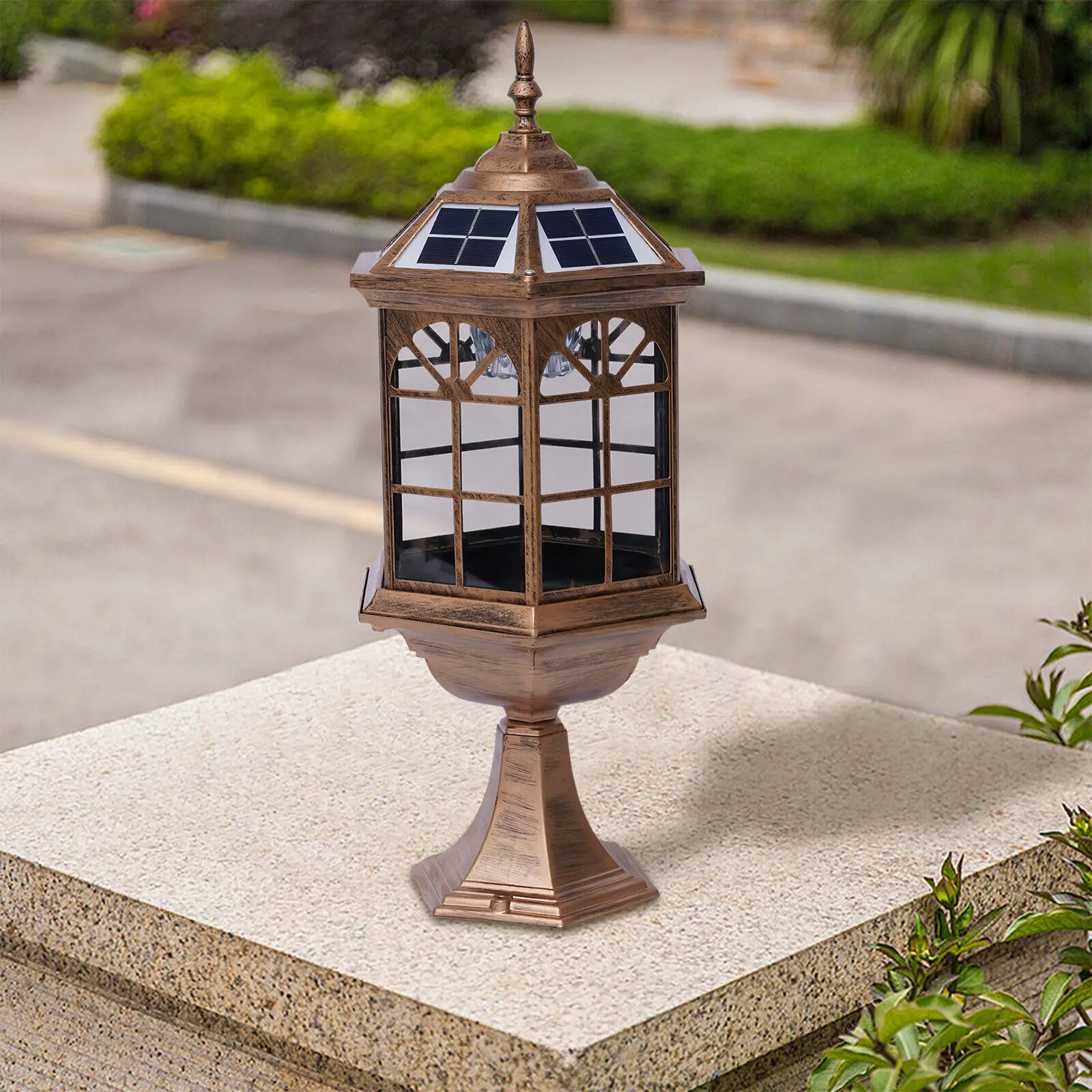 LOYALHEARTD LED Solar Powered Post Light Lamp Yard Driveway Fence Outdoor Pillar Light Garden Lamp