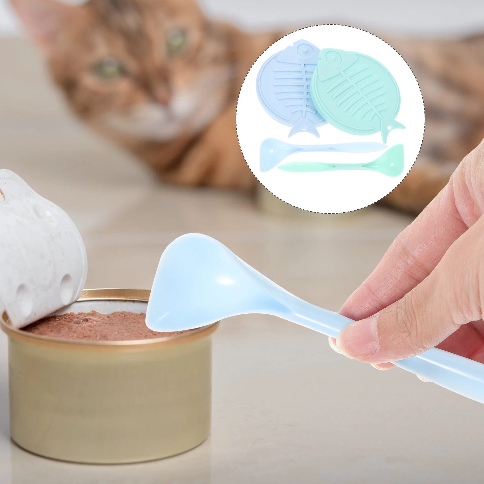 

1 set Can Sealed Lids Cat Spoon Dog Wear Resistant Reusable Convenient Pet Food Covers Silicone Pet Food Storage Household