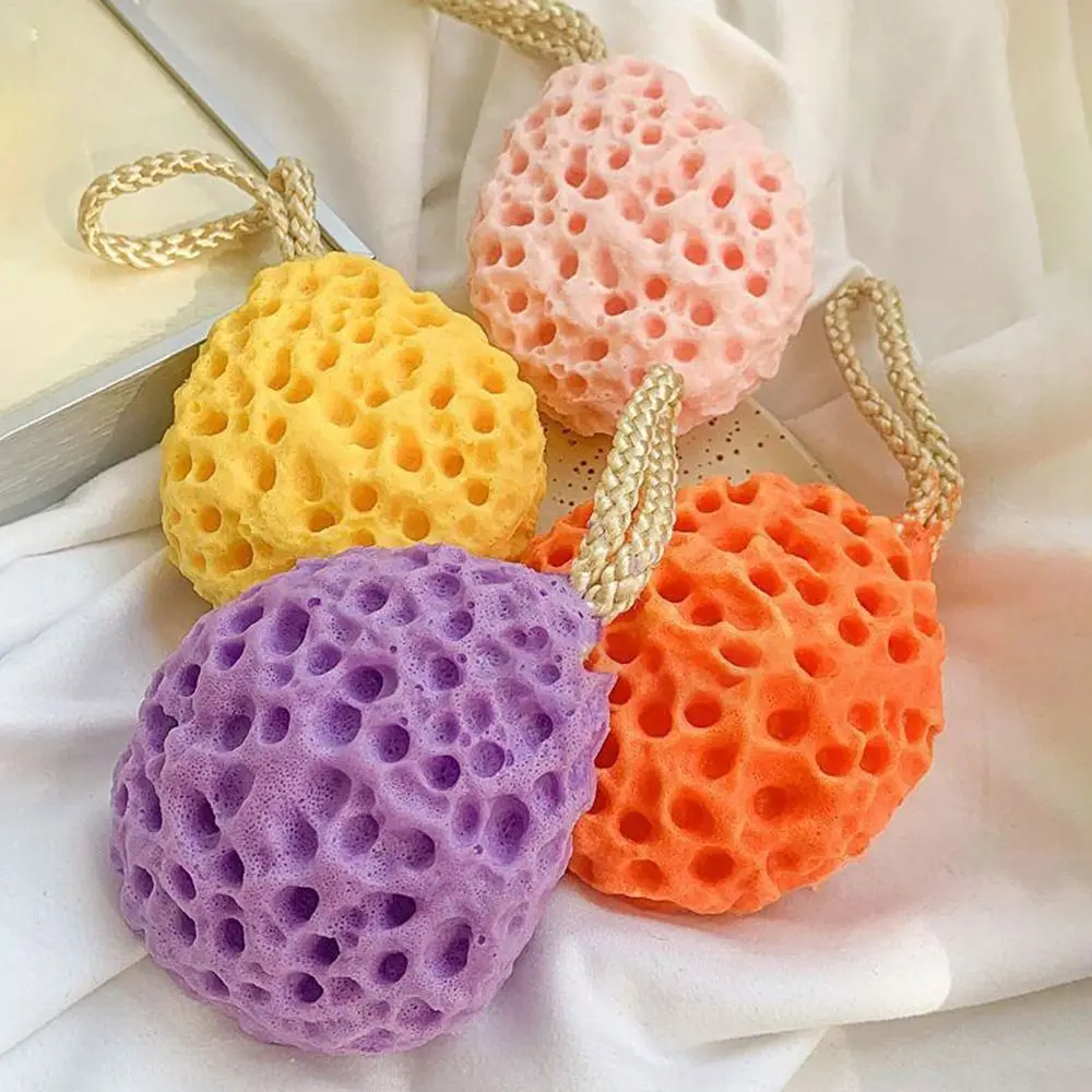 Mini Soft Sponge Bath Ball Honeycomb Exfoliating Cleaning Brush Cheese-shaped . Shower Puff Bathroom