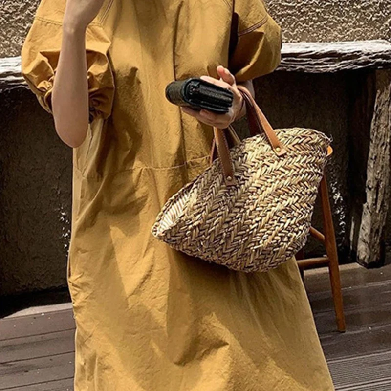 Casual Straw Women Shoulder Bags Woven Handbag Handmade Summer Beach Tote Fashion Exquisite Shopping Bags For Women