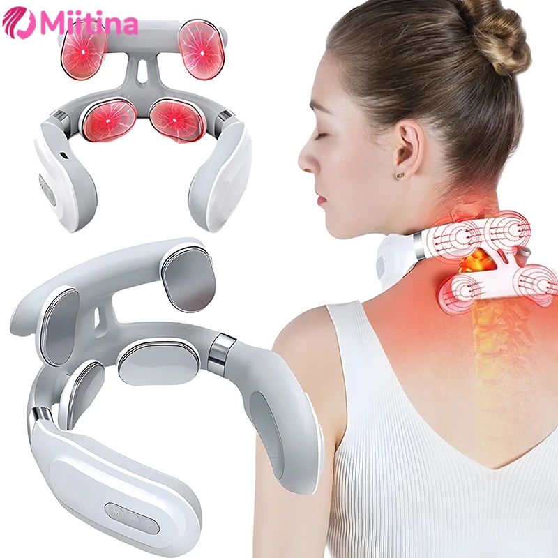 

Neck Massage Machines 4 Head Intelligent Electric, Rechargeable, Heating, Hot Pressing, Magnetic Pulse Neck Massage Instrument