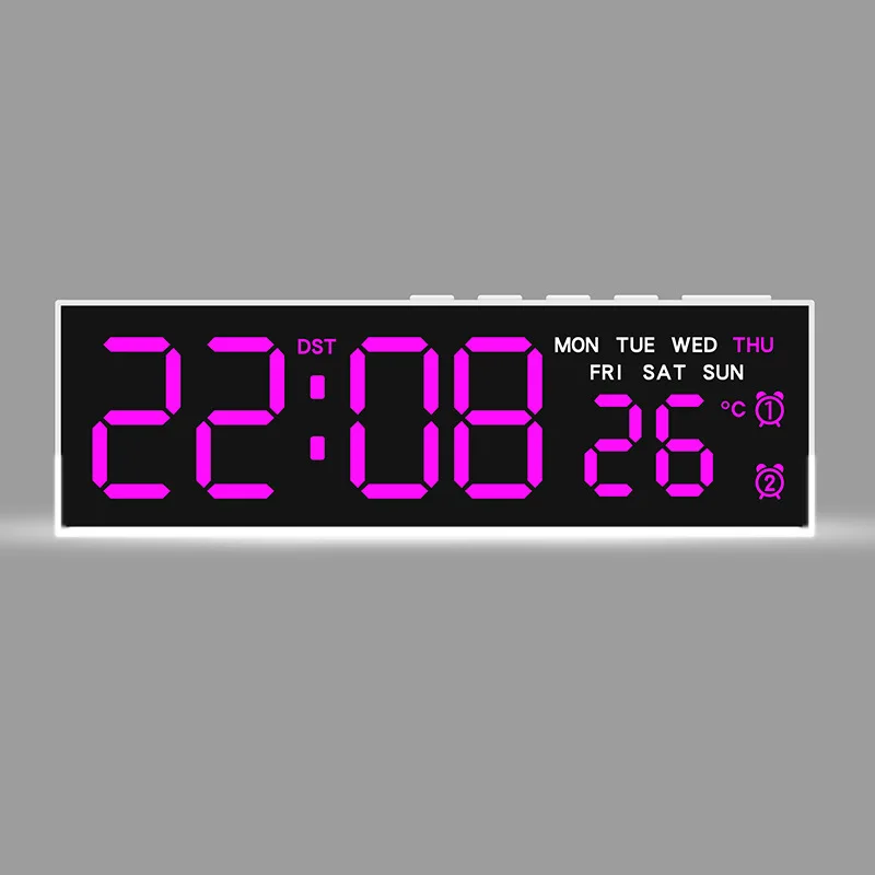 USB-aangedreven digitale wekker met wit sfeerlicht TEMP Week 2 Alarm DST Tafelklok 3 niveaus Helderheid 12/24 uur LED-klok