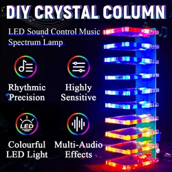 DIY Sound Control LED Music Spectrum Electronic Kit Crystal Column Audio Display PCB Soldering Practice Kit LM339 LM358 DC5-12V