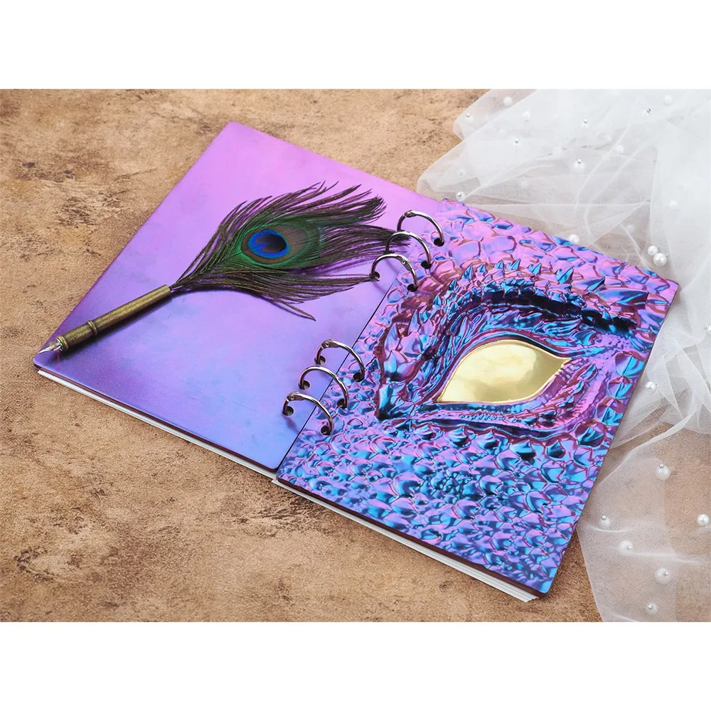 ABWZ-2Pcs DIY Book Cover Crystal Epoxy Resin Mold Dragon Eye Notebook Case Mirror Silicone Mold view 3