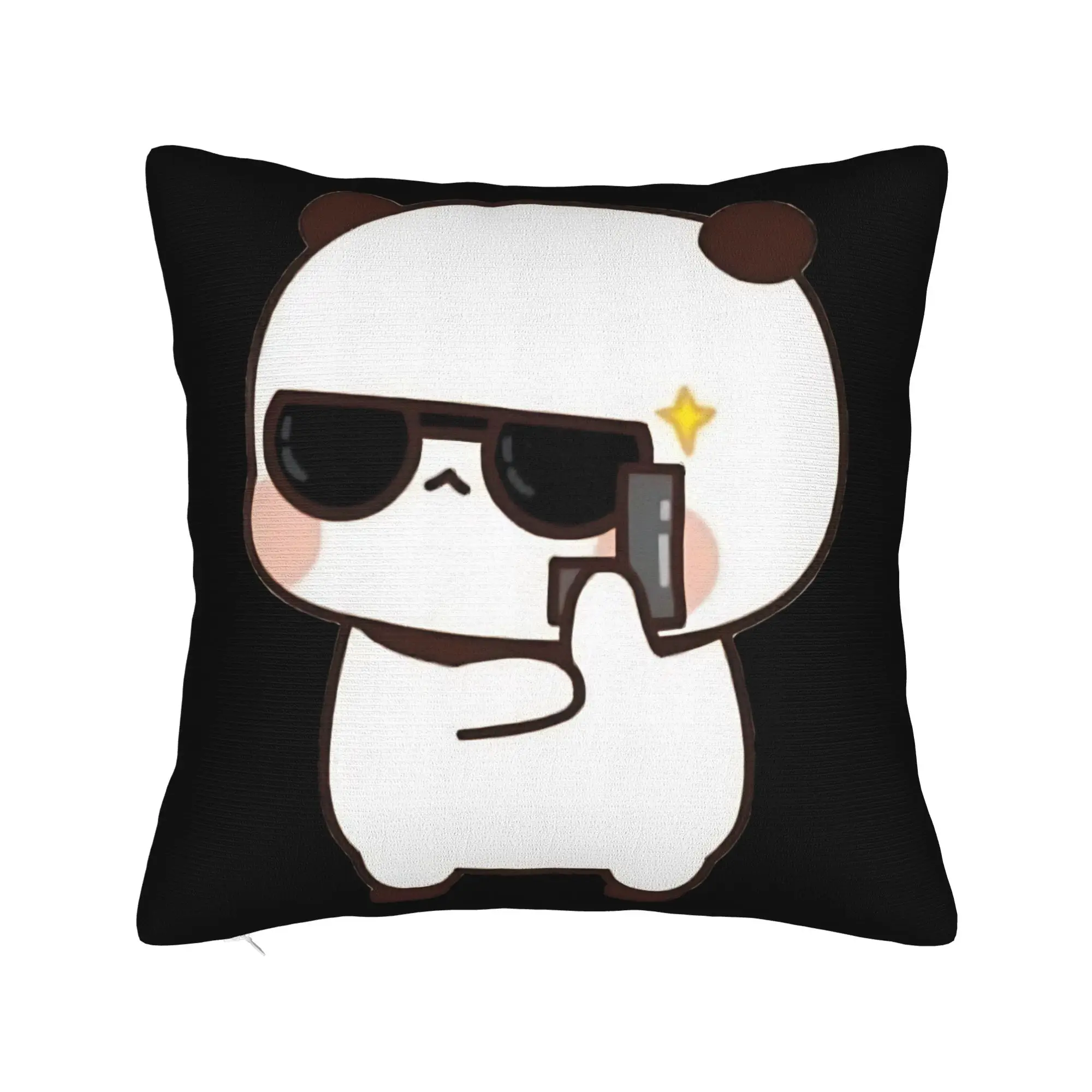 Bubu Is So Cool Cute Bear And Panda Couple Peach And Goma Pillow Case Soft Pillow Cover For Living Room Bed Chair Pillowcases