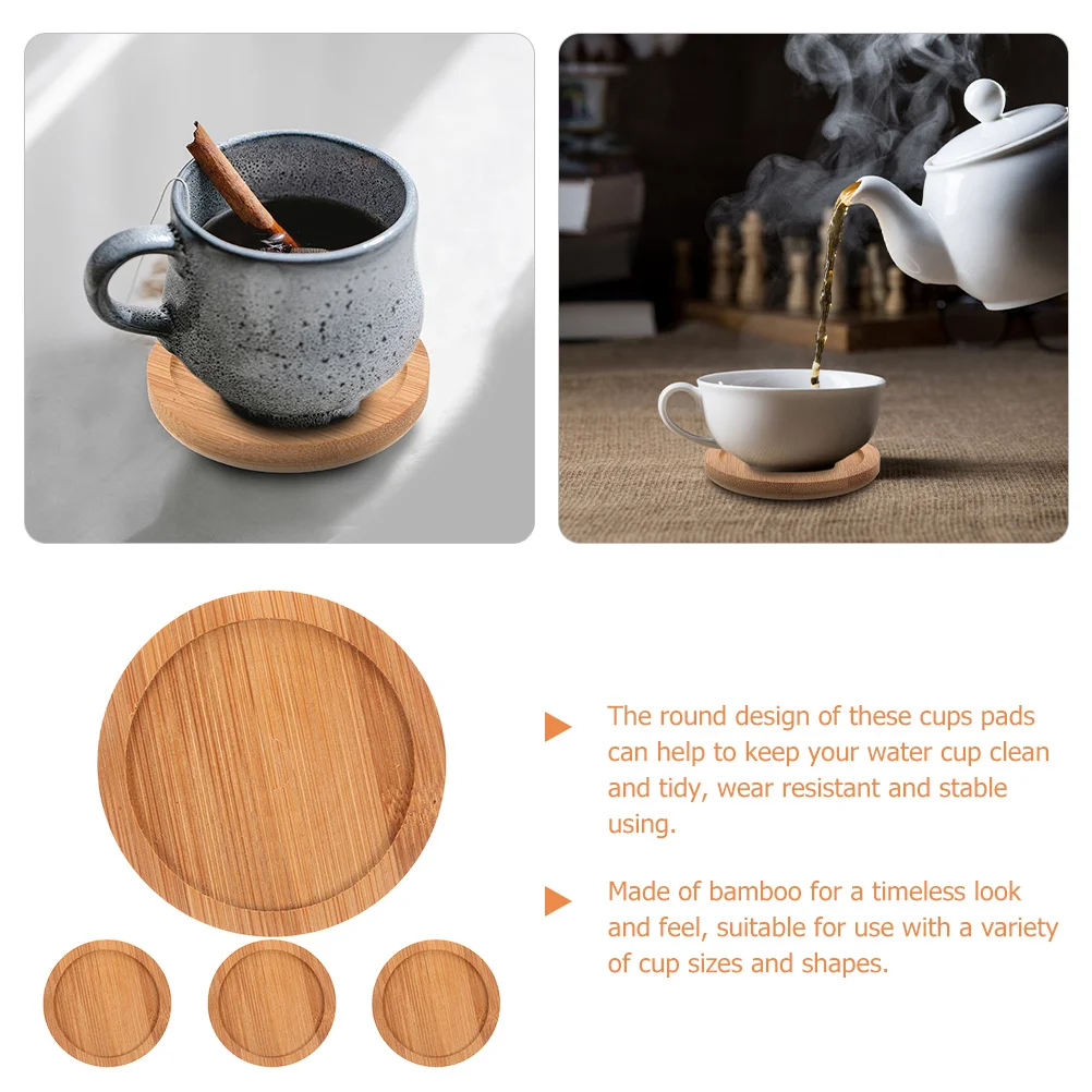 

4Pcs Bamboo Coasters Round Heat-Resistant Cup Mats for Home Kitchen Protective Coffee Coaster Cups Coasters Protective Cup Mats