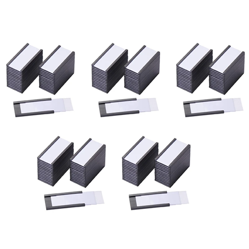 

250Pcs Magnetic Label Holders With Magnetic Data Card Holders With Clear Plastic Protectors For Metal Shelf (1 X 2 Inch)