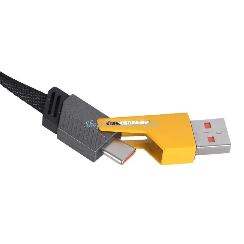 R6ff 9.8/19.6inch Long 65W Type C + USB إلى النوع C شحن الكابل 2 في 1 ذكر إلى ذكر مع شحن سريع و 480 ميغابت في الثانية بيانات #3