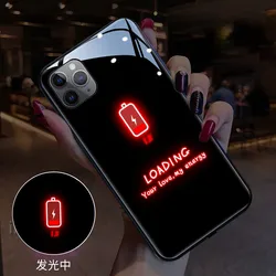 충격 방지 Temepred 유리 발광 케이스, 아이폰 11, 12, 13, 14, 15 프로 맥스, 6S, 7, 8, 14 플러스, X, Xs, Xr, Xs 맥스, SE 2020, 12, 13 미니 케이스