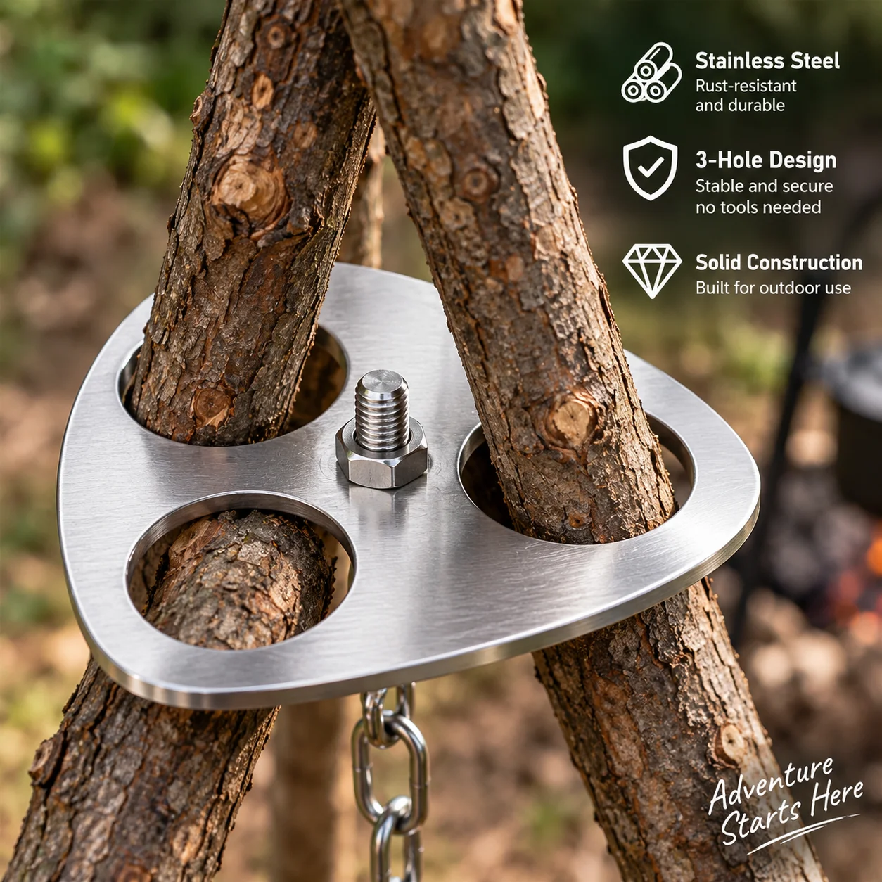 스테인리스 스틸 캠핑 삼각대 지지대, 3개의 구멍이 있 - Camping Cooking Tripod 리뷰 및 가격
