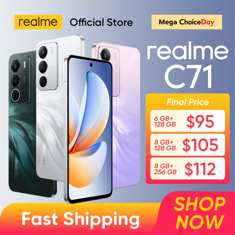 [World Premiere] realme C71 Smartphone 6300mAh Battery 45W Charge 6.67" 120Hz Display 50MP Camera UNISOC T7250 Chipset NFC IP64