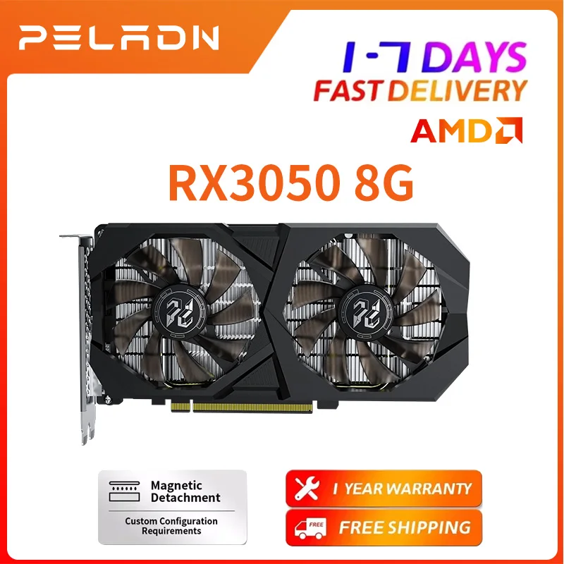 Peladn Gaming RTX 3050 8G Graphics Card GDDR6 PCI Express 4.0 Video Card Single-fan Edition