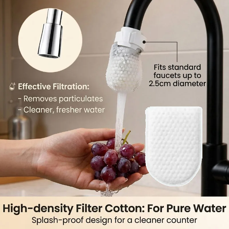 30-60PCS Universal Faucet Filter Cotton Thickened Rust Sediment Remover Scale Reducer Anti Splash for Home Kitchen Well Water