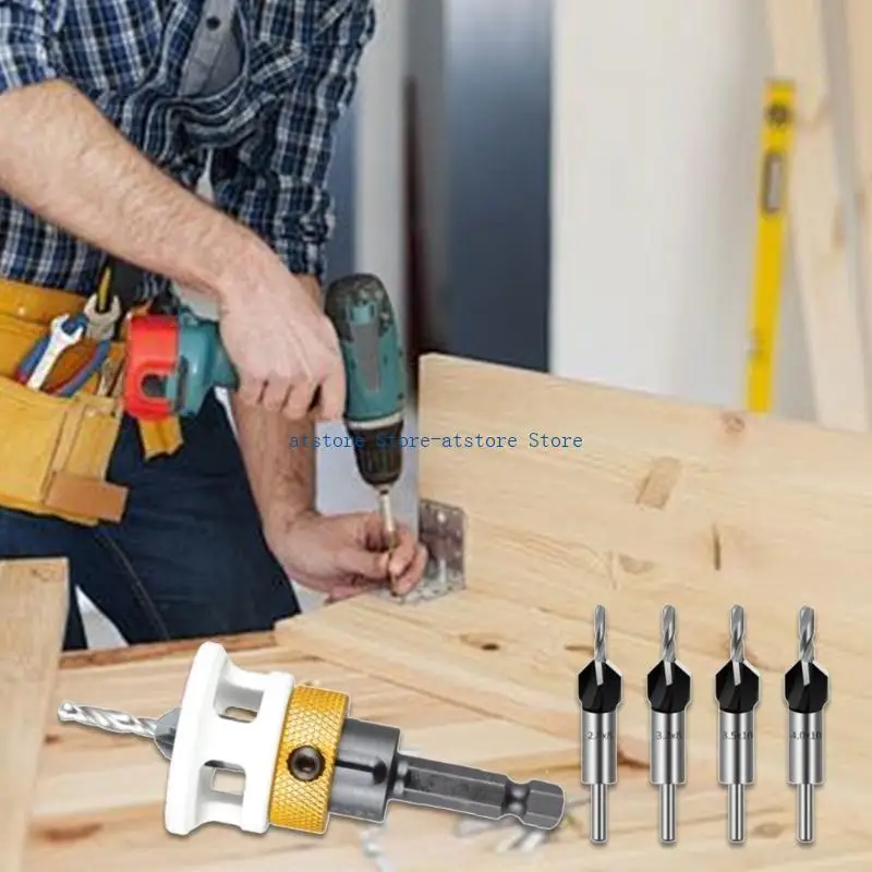H37D مجموعة مثقاب خشبية قابلة للتعديل مكونة من 6 قطع تعمل بشكل بسيط لتحسين المنزل