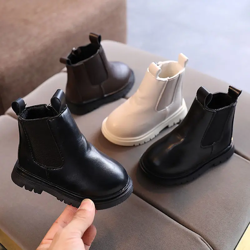 

Size 21-30 Kids PU Leather Boot Warm Autumn Winter Children's Shoes Princess Girls Anti Slip Foot Warmer Snow Boots