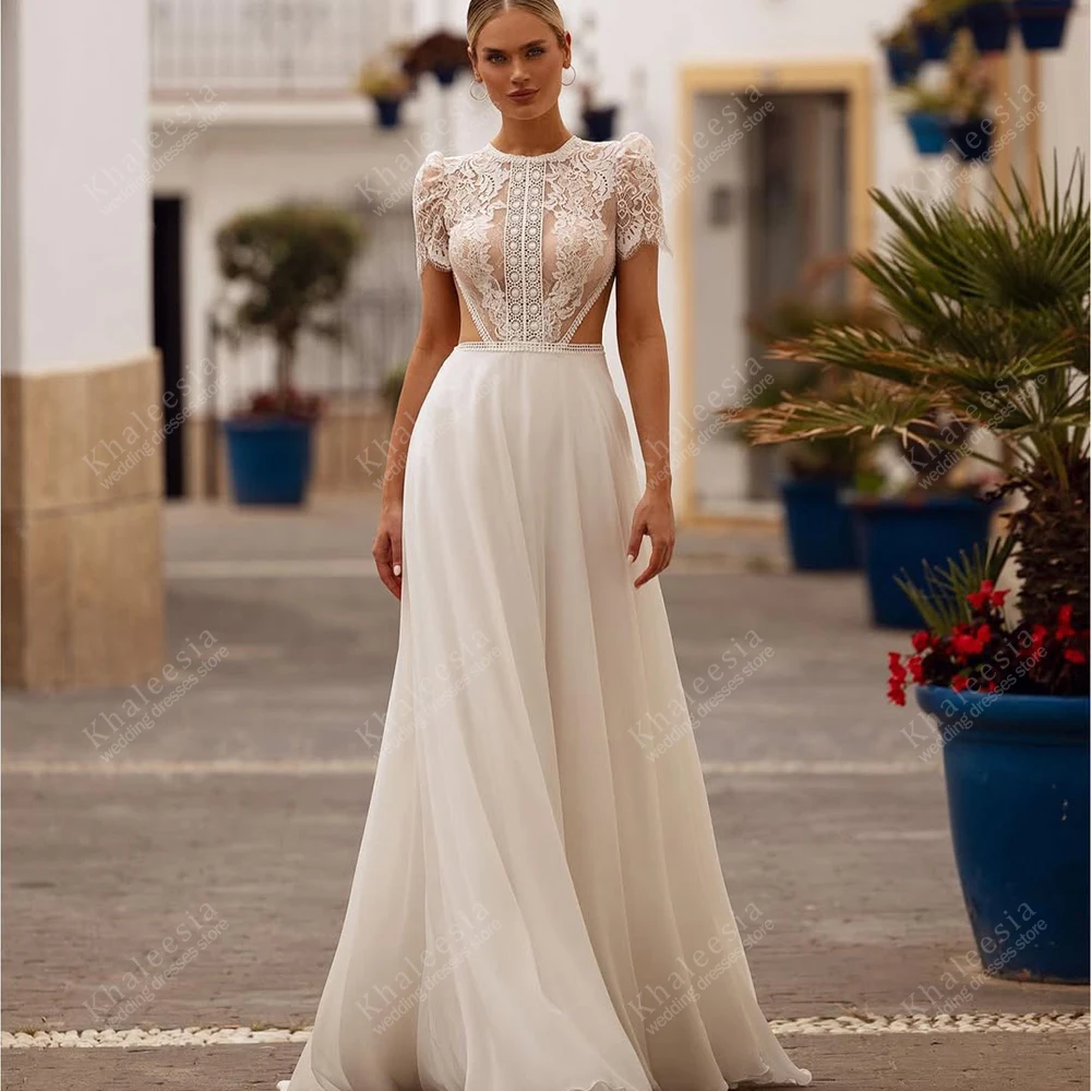 

Vintage Wedding Dresses Elegant Bridal Gowns Lace Appliques Short Puff Sleeves Robes Glamorous Vestidos De Novia Customized 2026