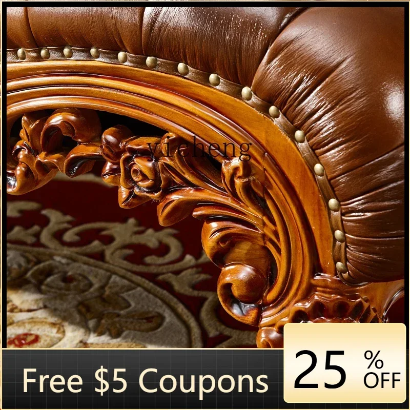 Bed End Stool Villa Bedroom All Solid Wood Carved Leather Shoe Changing Stool Bed for Lunch Break Side Stool