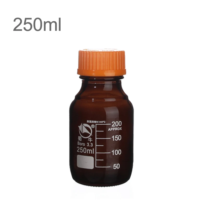 100ml 250ml 500ml 1000ml Boro Laboratory Sample Glass Threaded Reagent Bottle Screw Yellow Cap Amber Brown Refillable Bottles