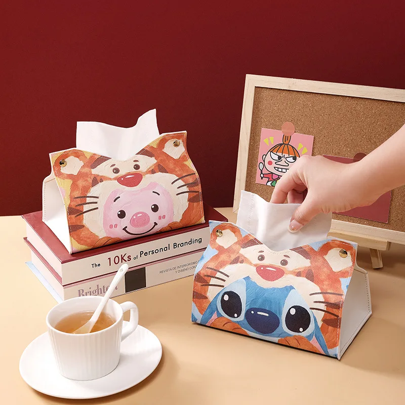

Cartoon Cute Winnie The Pooh / Stitch Boy Drawer Carton Home Living Room Napkin Car Leather Light Luxury High-end Carton