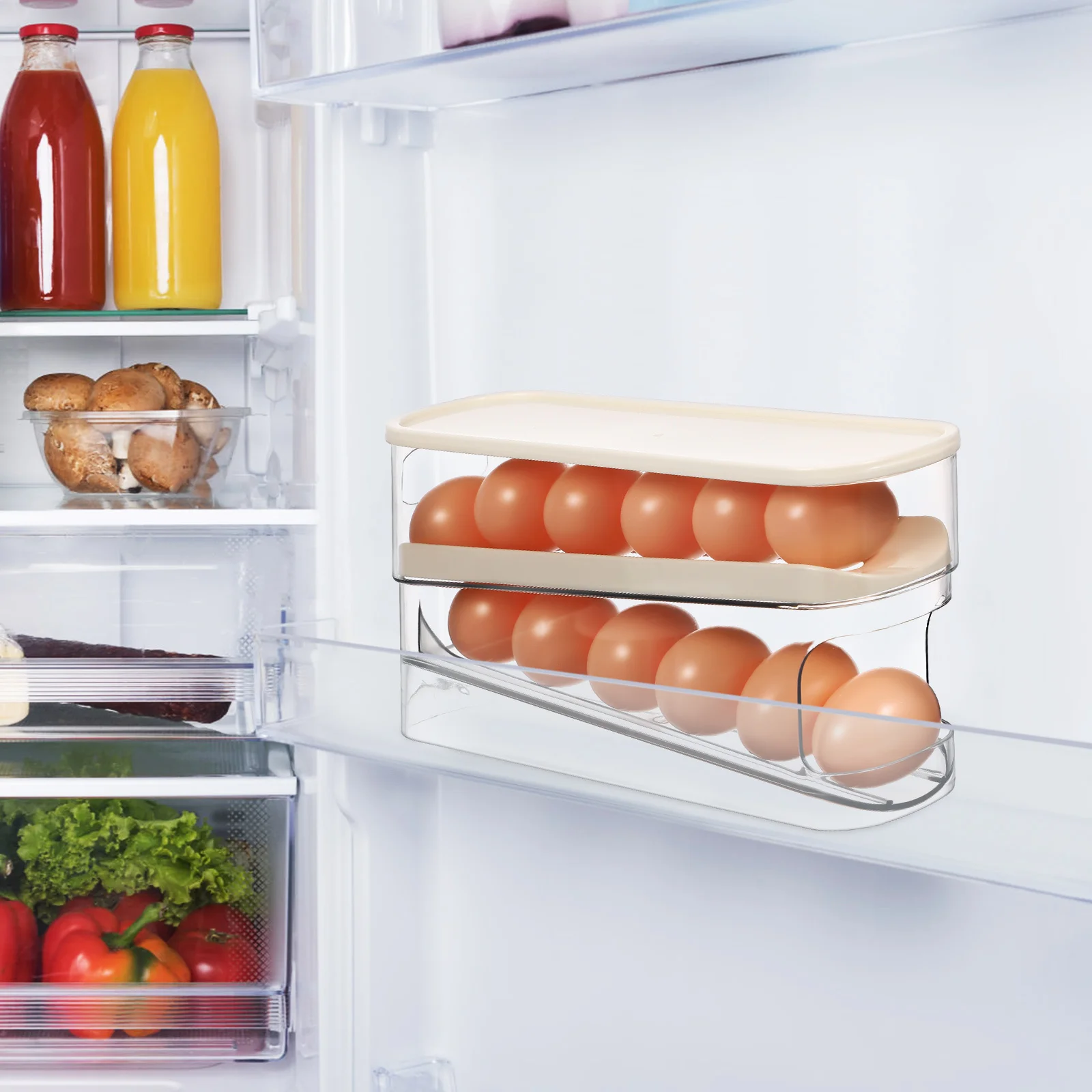 1 قطعة صندوق تخزين للمنزل موزع الأسطوانة الثلاجة المنظم تخزين المطبخ حامل البيض صندوق باب الثلاجة