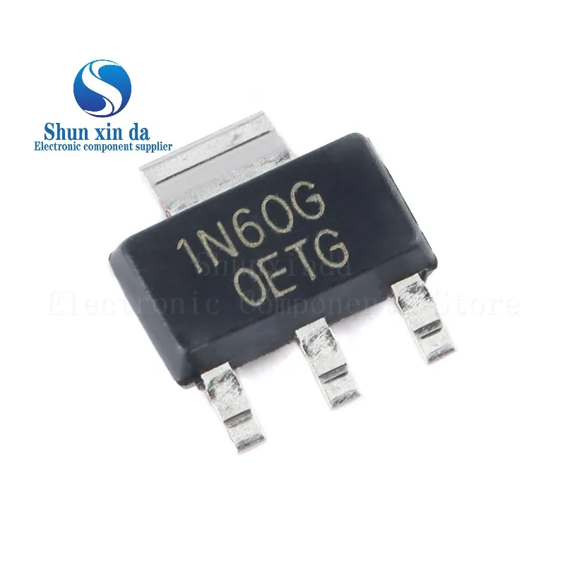 Tubo de efecto de campo MOS, Transistor SMD, 10 piezas, 1N60, 2N60, 1N65, SOT-223, 1N60G, 2N60G, 1N65G, 1A, 2A, 600V, 650V, Canal N