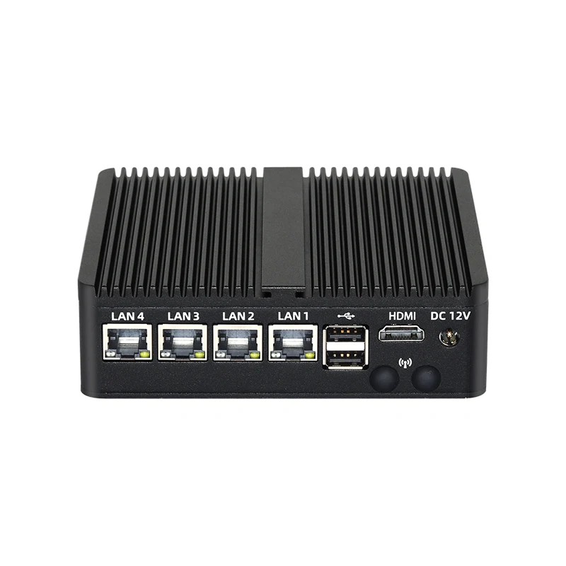 Tanpa Kipas Industri Mini PC Intel Celeron J6412 DDR4 M.2 NVMe SSD 4X2.5G LAN RS232 RS485 Mendukung WiFi 4G LTE Windows 11 Linux