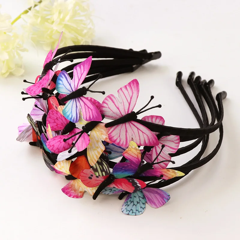 Children\'s Artificial Butterfly Headwear Headband Fabric Girls Cute Hairpin Primary School Students   Kids Hair Accessories