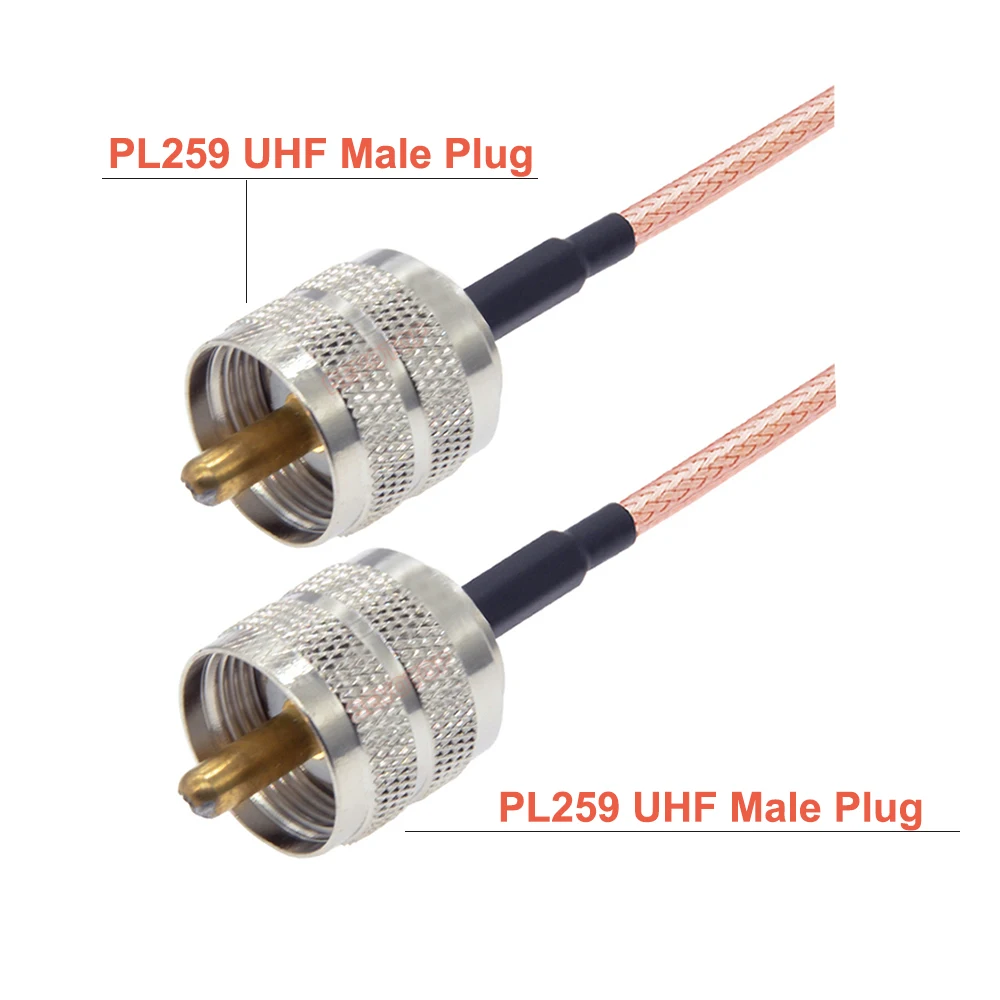 RG316 Cable PL259 UHF Male Right Angle to UHF Male PL-259 90 Degree Plug Low Loss 50 Ohm RG-316 RF Coaxial Jumper CB Radio Cable