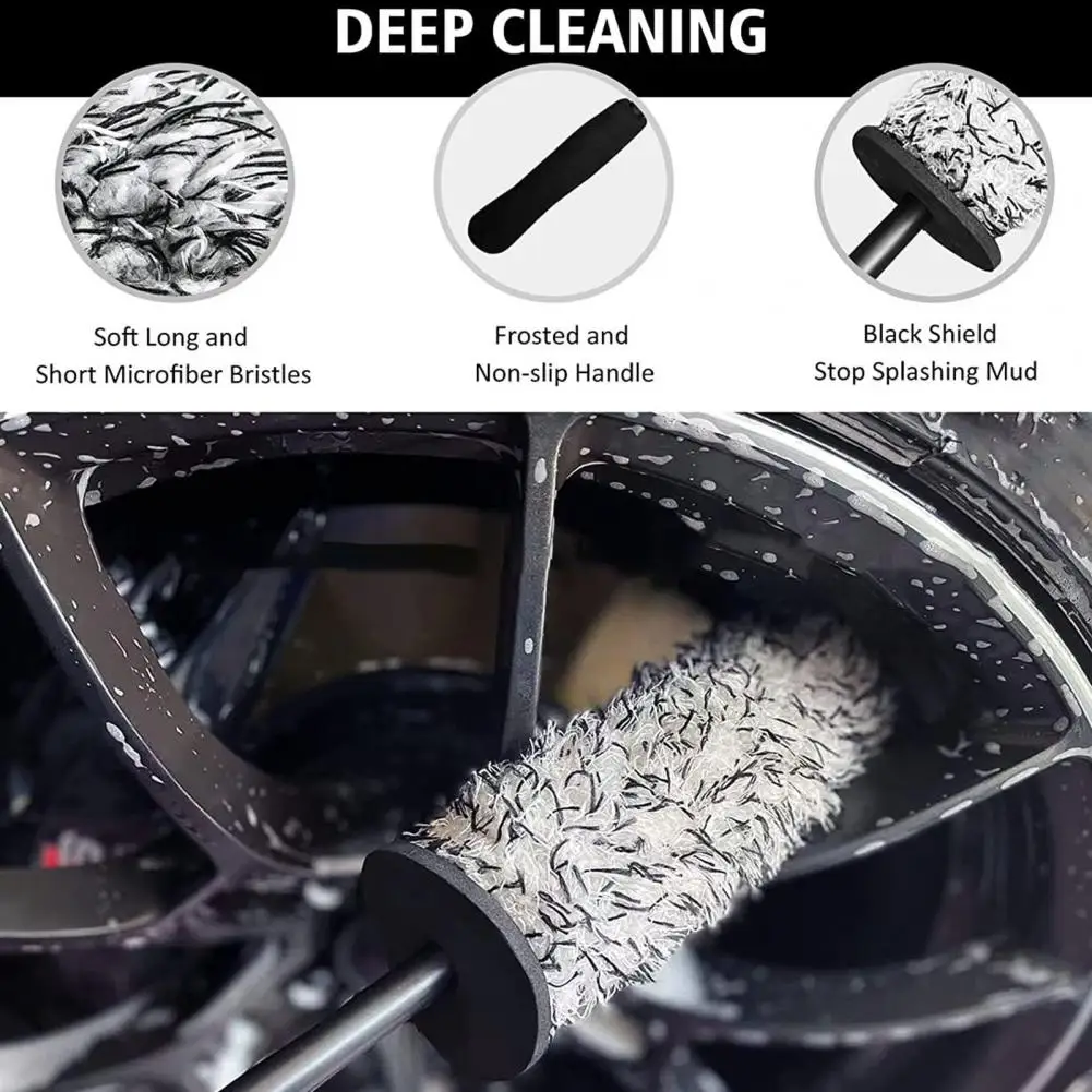 Tire Surface Cleaner Car Wash Set Car Detailing Supplies Set 4pcs Wheel Tire Brushes Kit for Stubborn Stains Ergonomic for Car