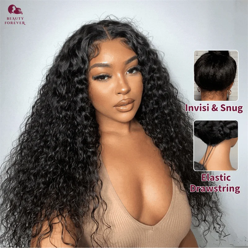 

Beautyforever Water Wave Glueless Human Hair Wig Pre Cut Lace 7x5 Bye Bye Knots Glueless Wig With Drawstring Breathable Cap