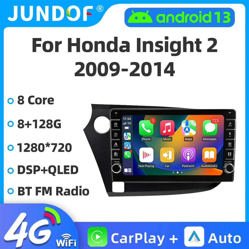 Jundof 2DIN Android 13 radio For HONDA INSIGHT 2009 2010-2014 Car stereo Multimedia Player Carplay Auto GPS Navigation 8GB+128GB