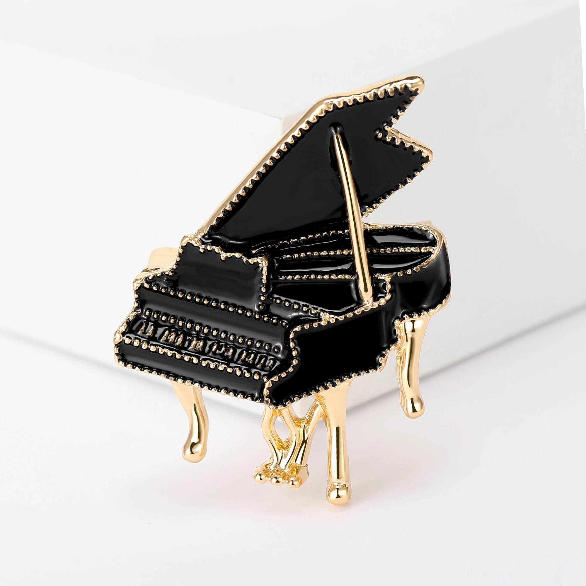 Enamel Piano Guitar Brooches for Women Unisex Musical Instrument Pins Multi-color Available Casual Party Accessories Gifts