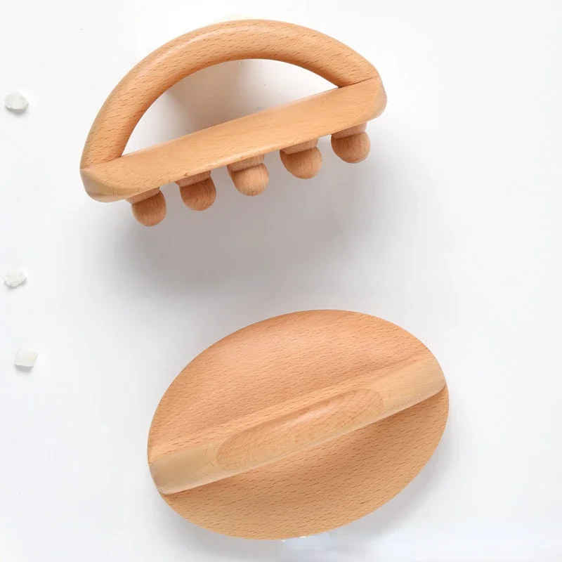 14 Beads Handheld Gua Sha Massage Brush Natural Wood Waist Leg Body Meridian Scraping SPA Therapy Anti Cellulite Relaxation Tool